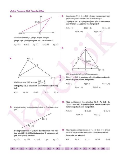 Analitik geometri 10 sınıf 50 soru